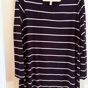 Soma Black and White Striped Long Sleeve Top